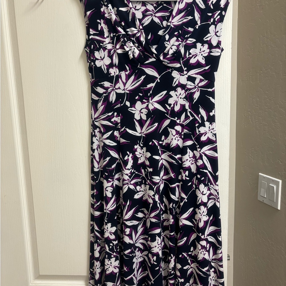 Dress, size M, Chaps, Navy Blue/Purple/White